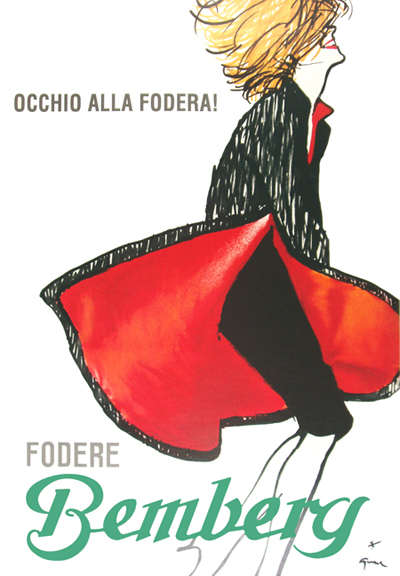 Bemberg Occhio Alla Fodera Vintage Fashion Advertising Poster by Rene Gruau
