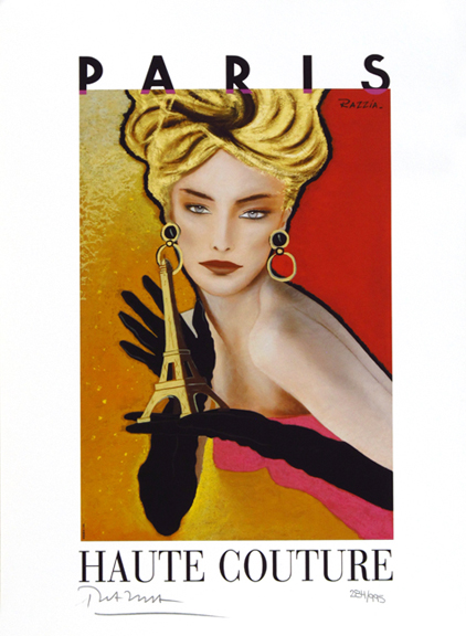 Haute Coutre Vintage Fashion Advertising Poster by Razzia