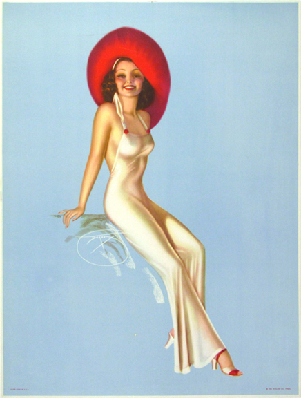 Pin Up Blue (No Text) Vintage Fashion Poster by William Devorss