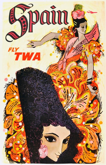 nuttet Gedehams Cater Spain Fly TWA (Flamenco Dancers) | Advertising Posters | Limited Runs