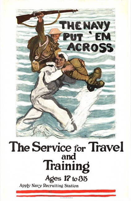 The Navy Put 'em Across Recruiting Poster