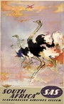 Original SAS Africa Ostriches Vintage Travel Poster – Otto Nielsen Scandinavian Airlines System