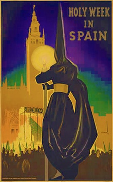Holy Week in Spain Vintage Poster – Original Jose Morell Spanish National Tourist Lithograph (Englis