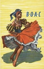 Original BOAC CARIBBEAN - artist Hayes -1956 vintage poster - linen-backed