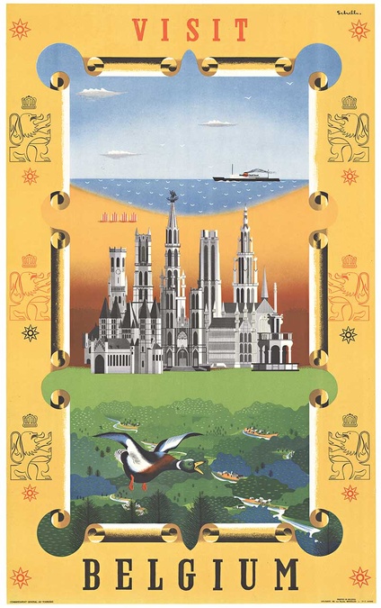 Visit Belgium – Original Belgian Travel Poster | Vintage Tourism Lithograph