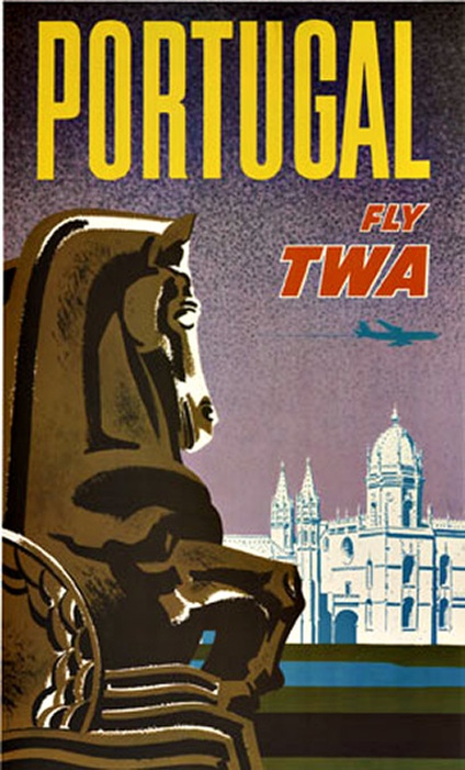 David Klein TWA Travel Poster – Original Linen-Backed Lithograph (Mid-Century)
