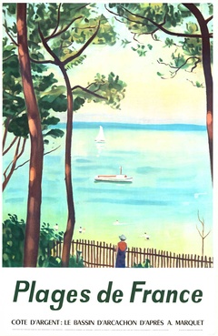 Plage de France – Bassin d’Arcachon Vintage French Travel Poster by A. Marguet