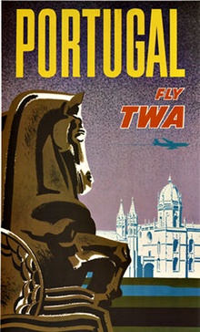 David Klein TWA Travel Poster – Original Linen-Backed Lithograph (Mid-Century)