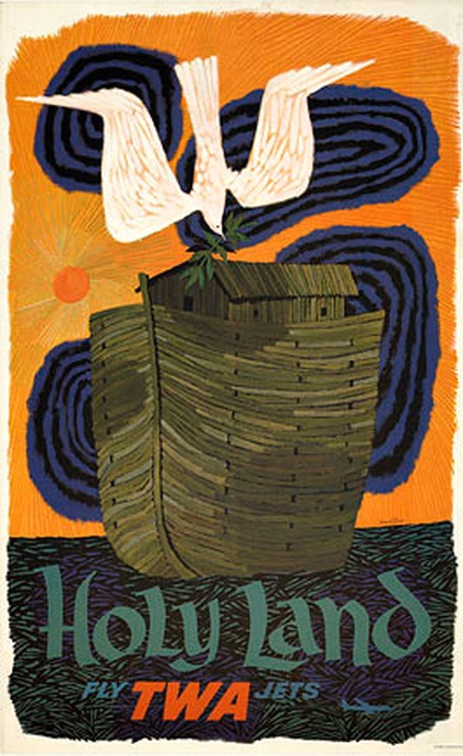 Original David Klein TWA Holy Land Poster — Mid-Century Travel Lithograph (Linen-Backed)