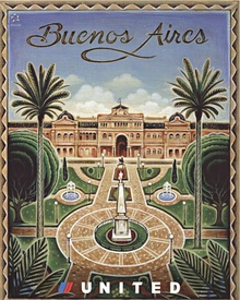 Original Buenos Aires – United Air Lines Vintage Travel Poster
