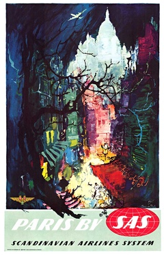 Original Paris Montmartre SAS Vintage Travel Poster – Otto Nielsen (1950s First Printing with Prop P