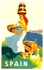 Original 1930s Spain Travel Poster by Jose Morell – Vintage Spanish Rural Scene Lithograph, Linen Ba