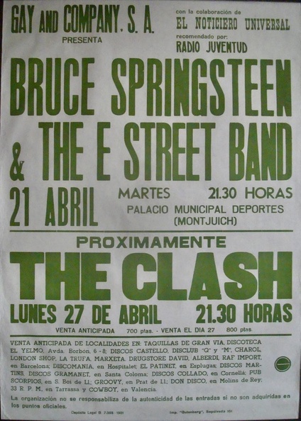 Bruce Springsteen / The Clash: Barcelona 1981