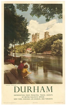 Original 1953 Anthony F. Kersting “Durham, England” — British Railways Travel Poster, Linen-Backed,