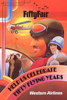 Western Airlines Fifty Fair Vintage Poster – Help Us Celebrate Fifty Flying Years