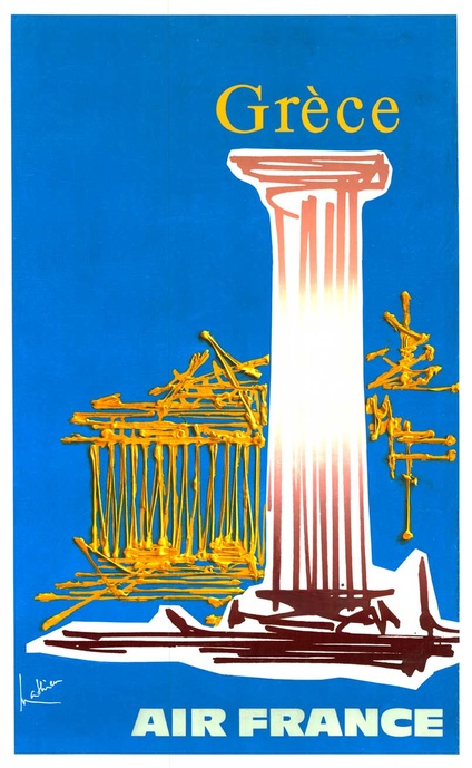 Air France Grèce Vintage Travel  Poster – Georges Mathieu Greece Poster