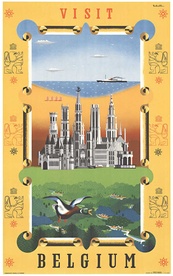 Visit Belgium – Original Belgian Travel Poster | Vintage Tourism Lithograph
