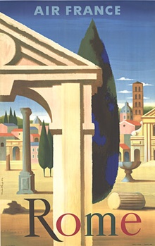 Air France Rome Original 1957 Vintage Travel Poster – Nathan-Garamond Italian Architecture