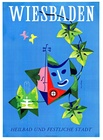 Wiesbaden “Heilbad und Festliche Stadt” Vintage Poster – Werner Labbé Mid-Century German Travel Lith