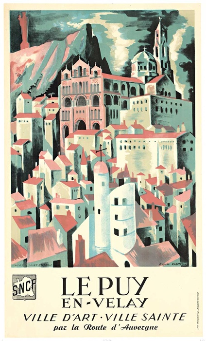 Original Le Puy-en-Velay — SNCF French Railway Lithograph by Philippe Kappelin