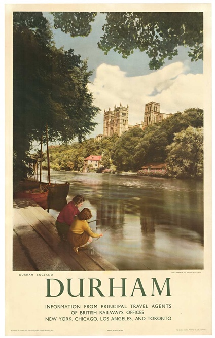 Original 1953 Anthony F. Kersting “Durham, England” — British Railways Travel Poster, Linen-Backed,
