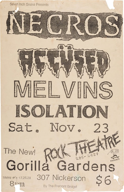 Necros / The Accused / Melvins Seattle Concert Flyer