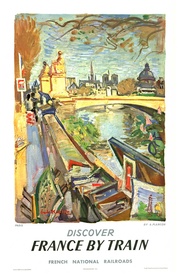 Discover France by Train Vintage SNCF Poster (1953) – Paris Seine Scene by A. Planson