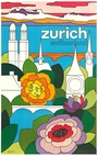 Original 1970s Zurich Switzerland Vintage Travel Poster — Angelica Grazioli Lithograph, Linen-Backed