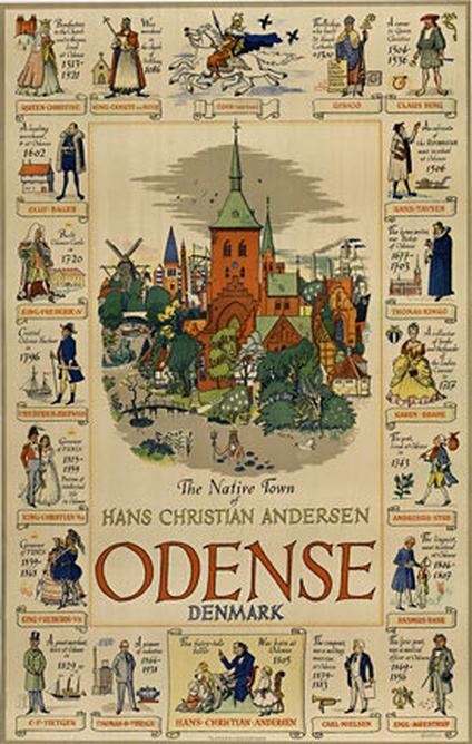 ODENSE — Original Vintage Travel Poster (linen-backed), Olle Hjortzberg