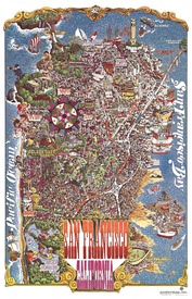 San Francisco California - fun map - Henry Hinton  1970 Vintage Travel Poster