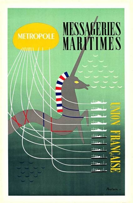Métropole Messageries Maritimes Vintage Poster by Poulain – French Maritime Line