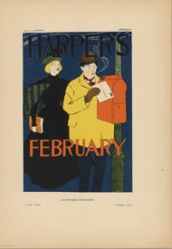 Edward Penfield Harper's February Magazine Cover Lithograph, Les Affiches Étrangères, 1897