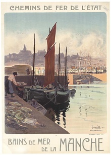 1921 Bains de Mer de la Manche Vintage Travel Poster – Granville France | Georges Meunier