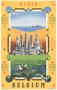 Visit Belgium – Original Belgian Travel Poster | Vintage Tourism Lithograph