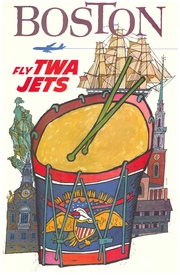 David Klein “Fly TWA Jets” — Original 1960s Boston Poster | Linen-Backed Vintage