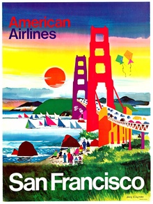 Original Dong Kingman "San Francisco" American Airlines Vintage Poster — Linen-Backed 20" x 15" (Gol