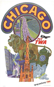 David Klein “Chicago” — Original 1950s TWA Poster | Linen-Backed Vintage Travel Art