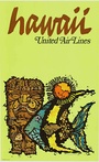 Original United Air Lines “Hawaii” Travel Poster (1967) — James Jebary — Linen-Backed