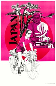Japan, Buddah and Bicycle travel poster