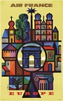 AIR FRANCE EUROPEAir France Europe Original 1960s Vintage Travel Poster – Jacques Nathan-Garamond Mo