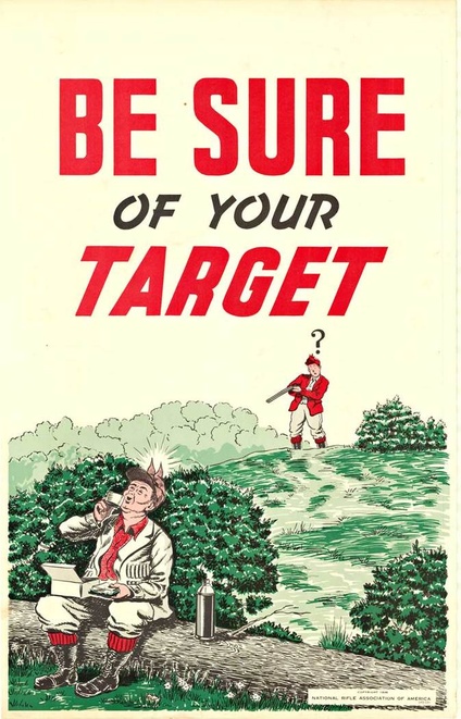 Original NRA “Be Sure of Your Target” Gun Safety Poster | Vintage National Rifle Association Lithogr