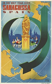 Original 'Saragossa The Holy Year'  (Zaragoza) Vintage Spanish 1950s Travel Poster