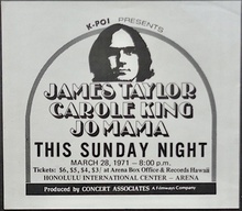 James Taylor / Carole King: Honolulu 1971 (Handbill)