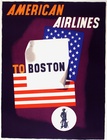 Original 1953 American Airlines "To Boston" Lithograph — Edward McKnight Kauffer, 30" x 40", Linen-B
