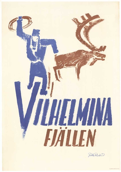 Original Vilhelmina Fjällen 1950s – Folke Ricklund – Vintage Swedish Poster