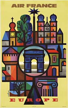 AIR FRANCE EUROPEAir France Europe Original 1960s Vintage Travel Poster – Jacques Nathan-Garamond Mo