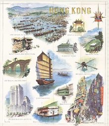 Qantas Hong Kong 1950s Travel Brochure and Map