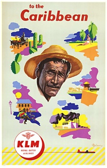 Original 1960s KLM “To the Caribbean” – Leendert Spierenburg Vintage Travel Poster