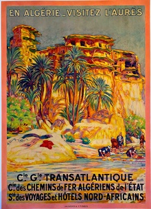 En Algérie – Visitez l’Aurès – Henri Villain 1926 Original Vintage Travel Poster