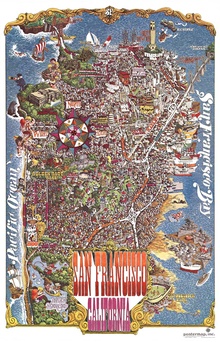 San Francisco California - fun map - Henry Hinton  1970 Vintage Travel Poster